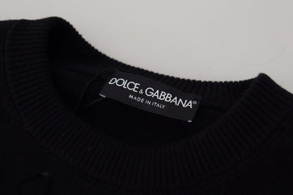 Elegant Black Logo Wool Sweater