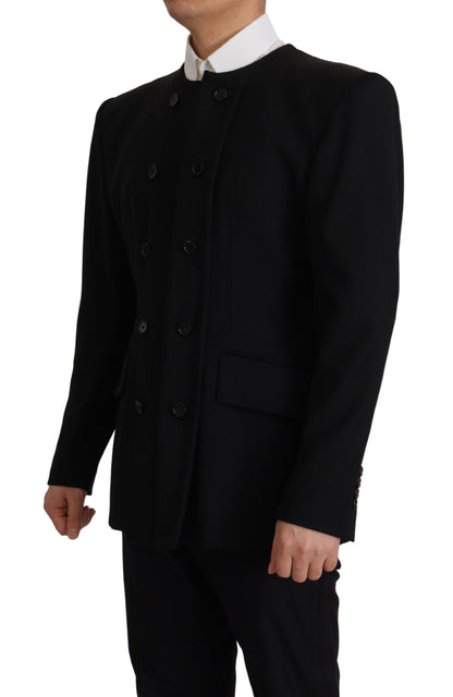 Elegant Slim Fit Double Breasted Wool Blazer