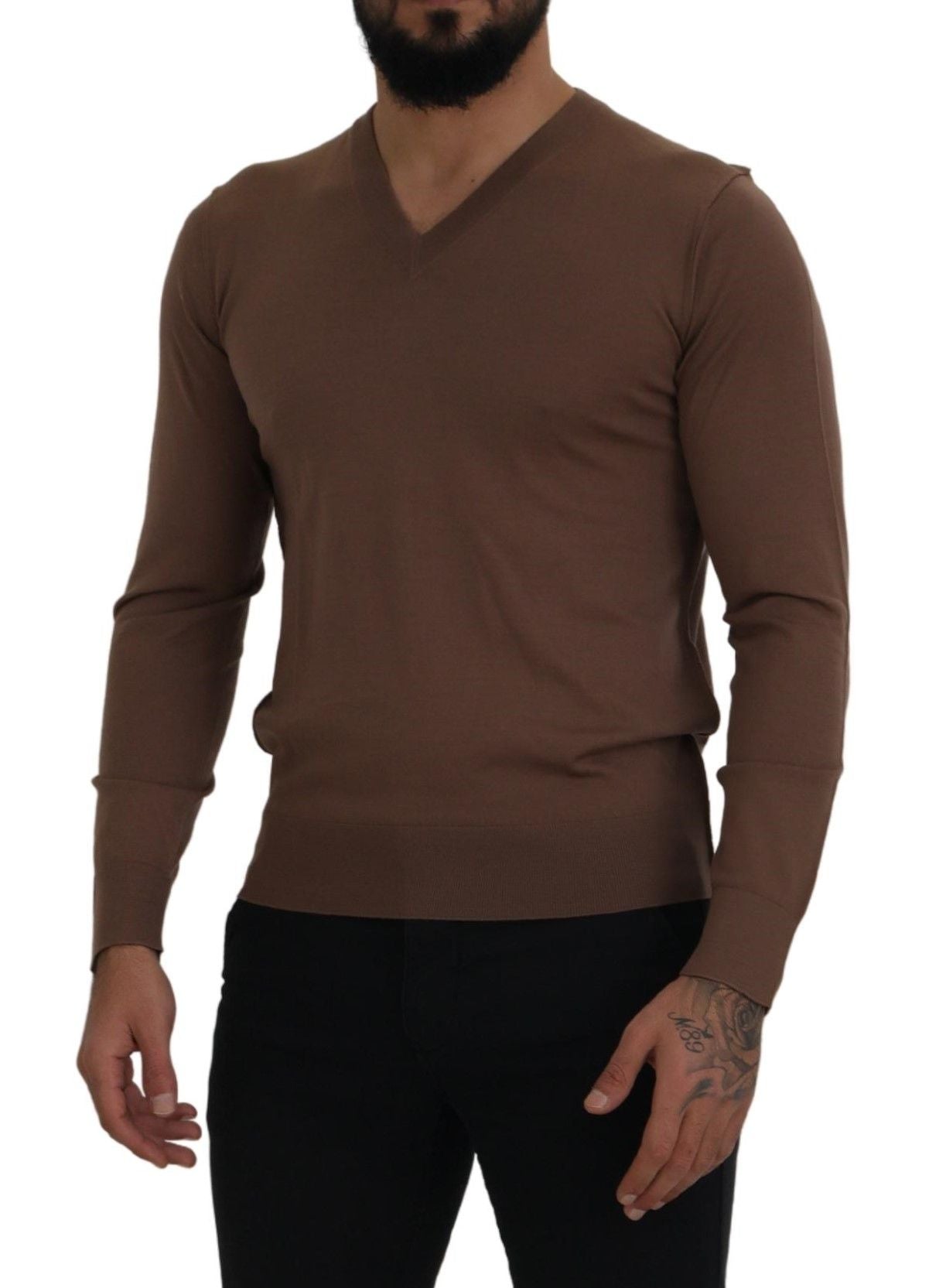 Elegant Virgin Wool V-Neck Pullover Sweater