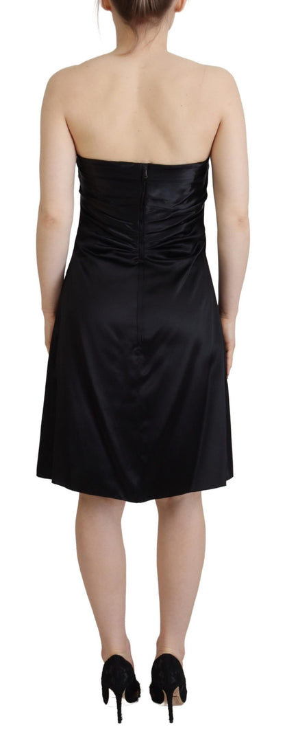 Elegant Black Silk Mini Sleeveless Dress