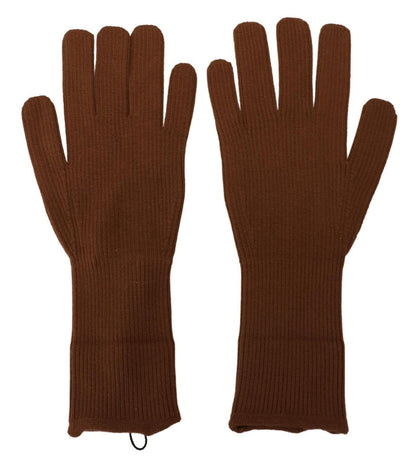 Elegant Brown Cashmere Winter Gloves