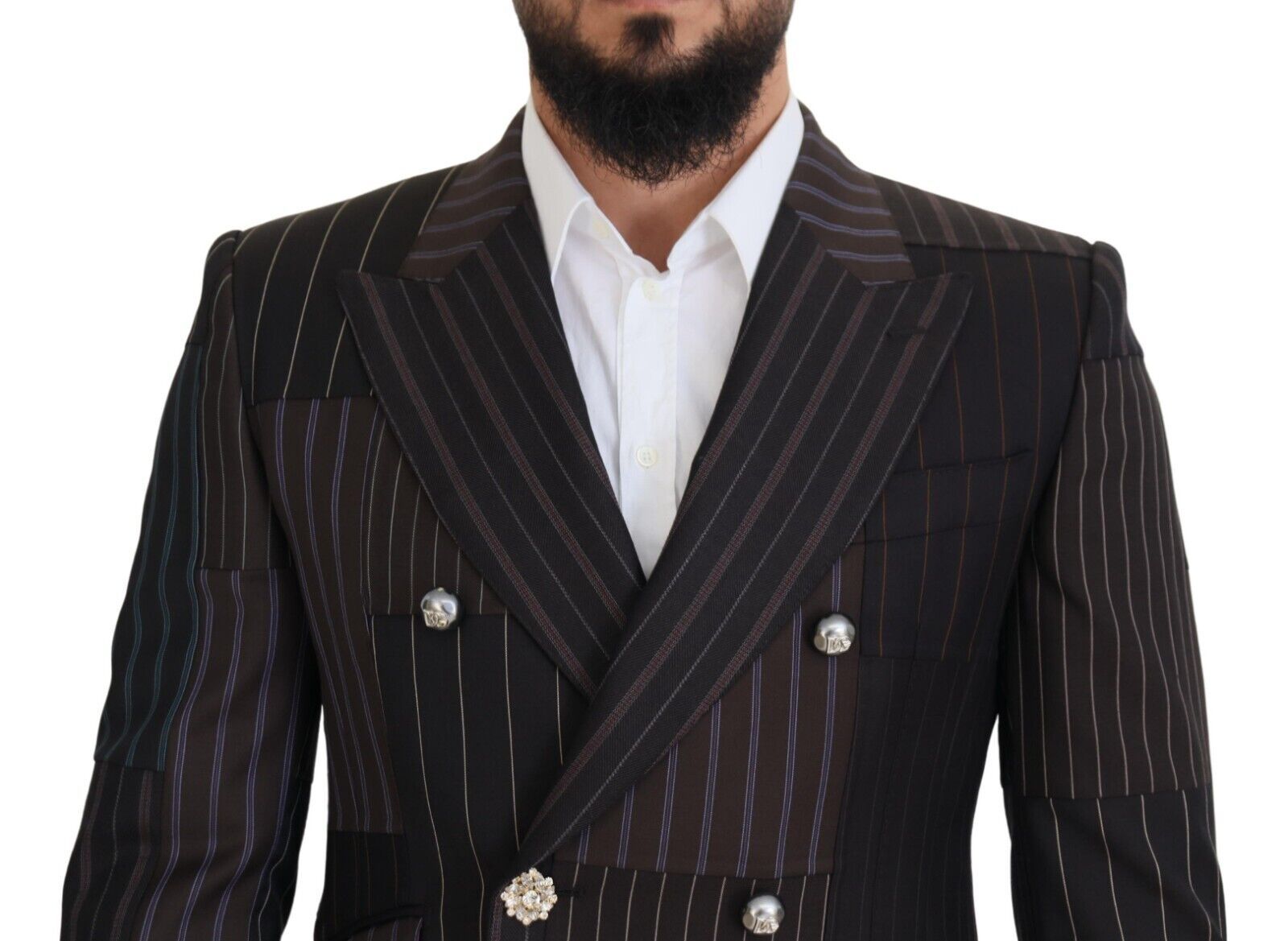 Multicolor Wool Silk Blend Slim Fit Blazer