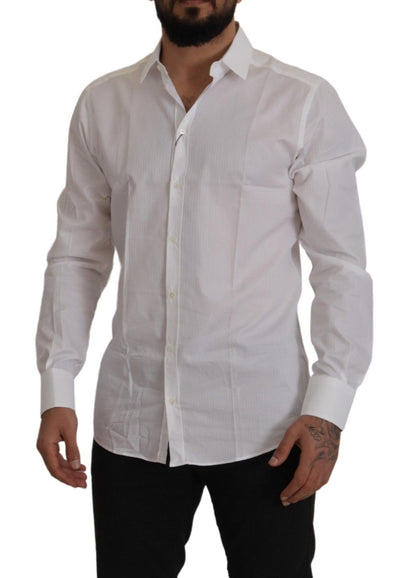 Elegant White Cotton Dress Shirt