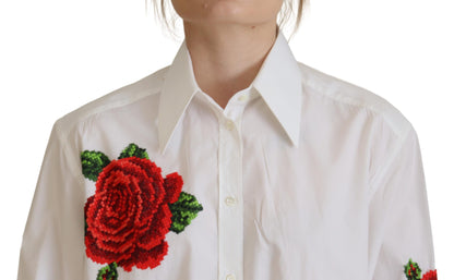 Elegant Floral Embroidered Silk Blend Shirt