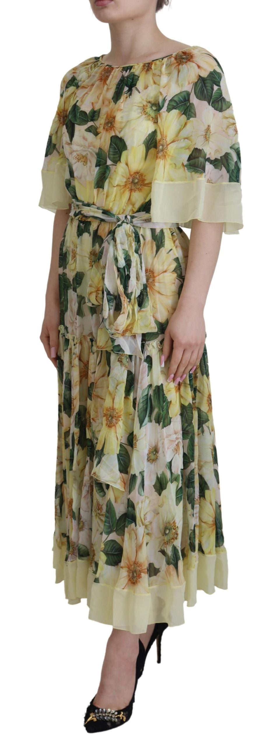 Floral Silk Pleated Maxi Dress