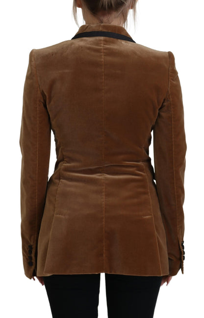 Elegant Double Breasted Brown Blazer Jacket