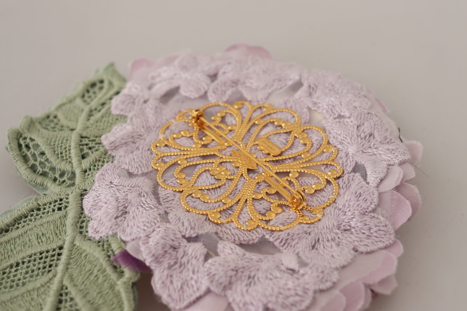 Elegant Purple Floral Silk Blend Brooch