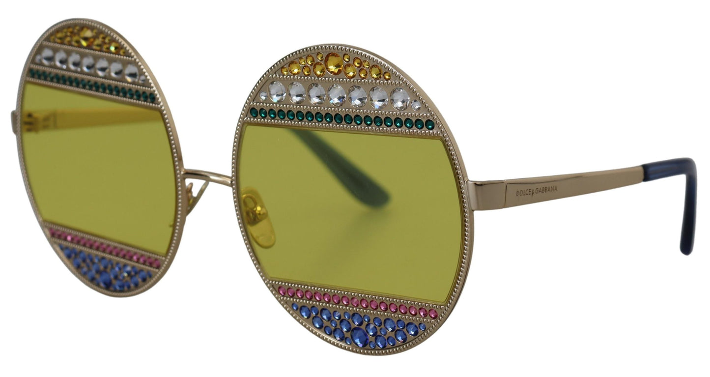 Crystal Embellished Gold Oval Sunglasses