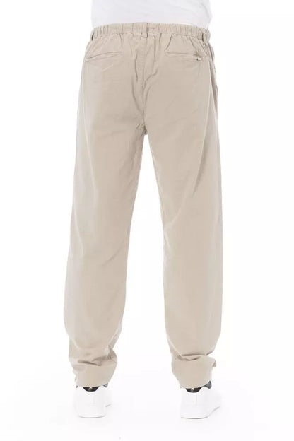 Beige Cotton Men Chino Pants