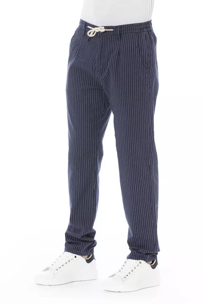 Blue Cotton Men Pant