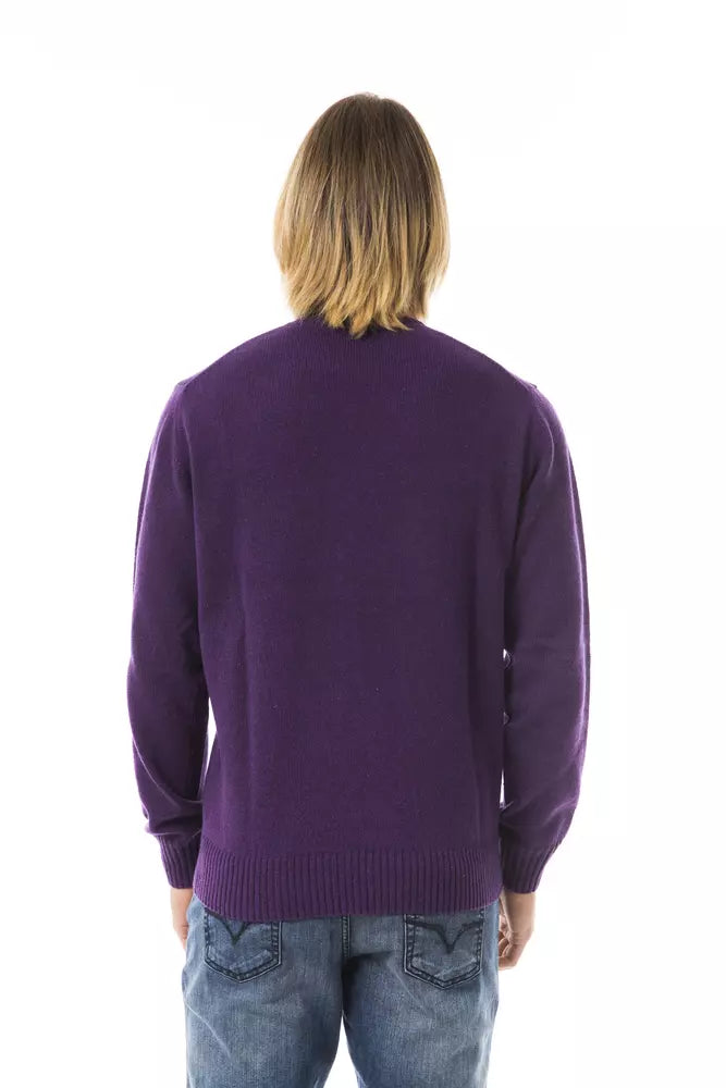 Purple Wool Men Sweater