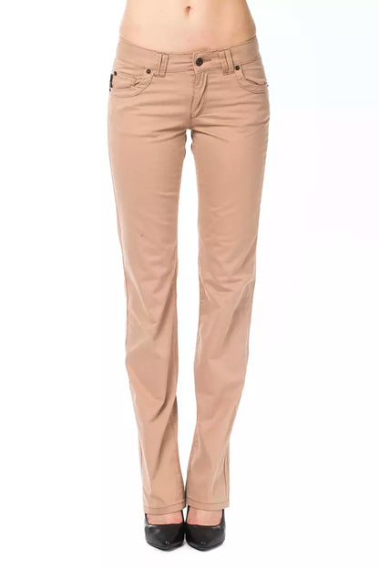 Beige Cotton Women Pant