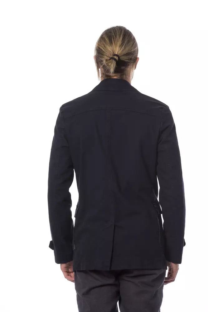 Blue Cotton Men Blazer