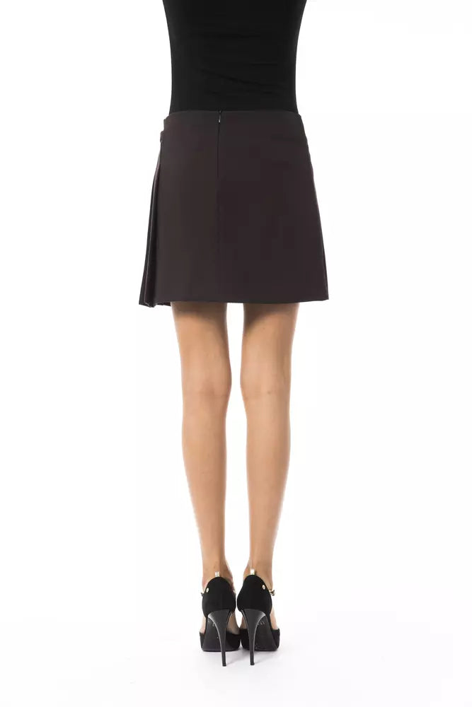 Brown Polyester Women Skirt