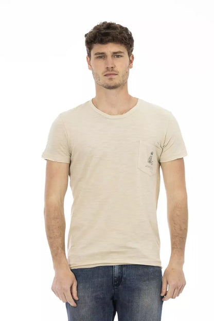 "Beige Cotton Men T-Shirt"