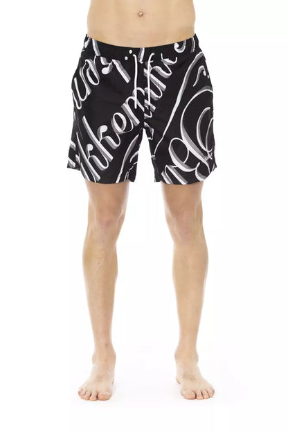 Black Polyester Men Swim Short