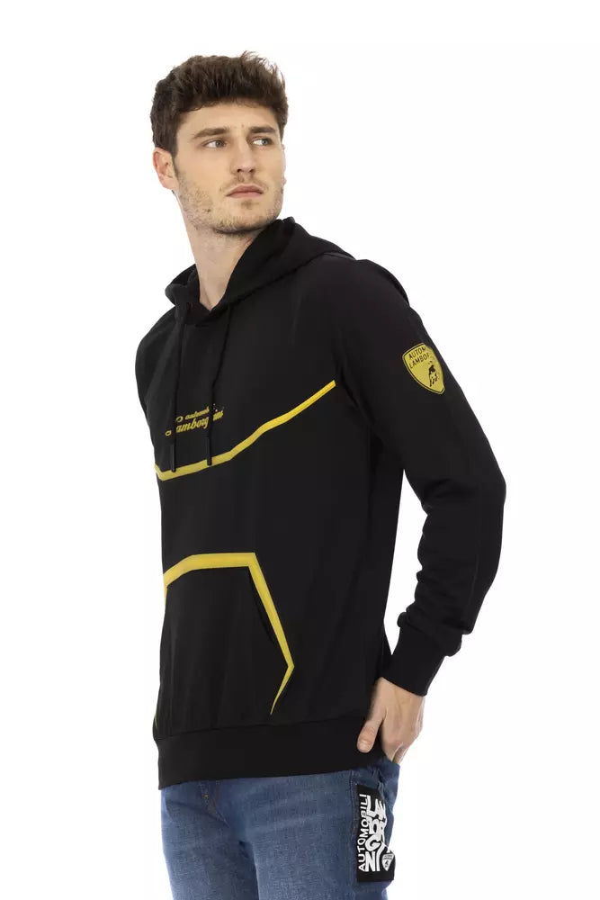 Black Polyester Men Hoodie