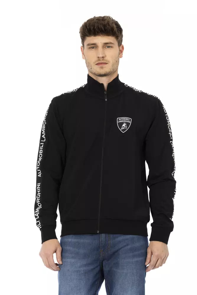 Black Polyester Men Sweatshirt