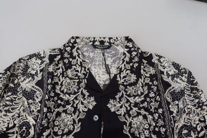 Elegant Satin Floral Baroque Shirt