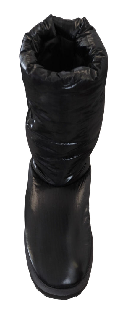 Elegant Mid-Calf Boots in Black Polyester