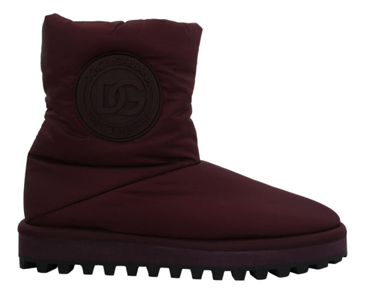 Elegant Bordeaux Mid Calf Boots