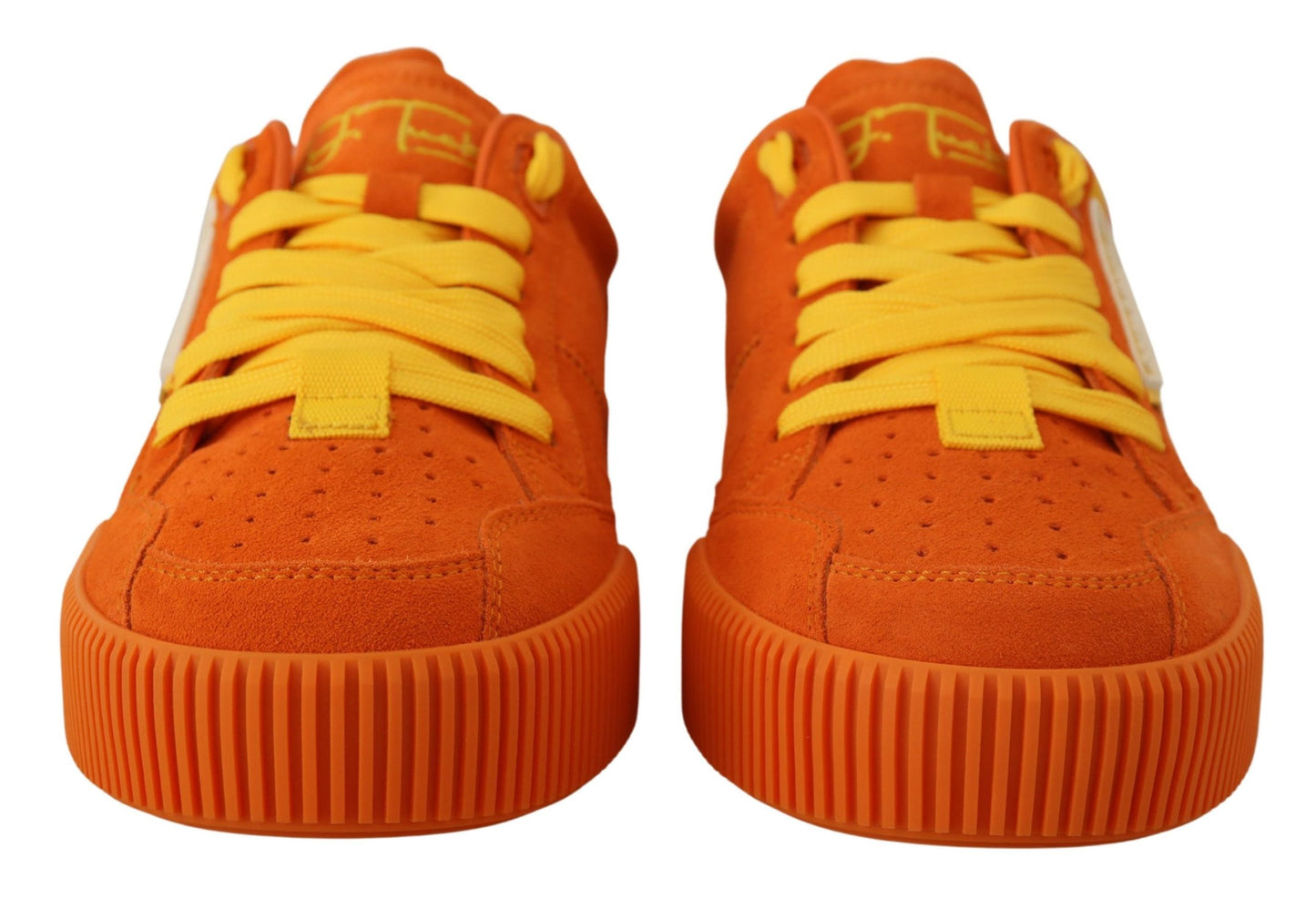 Chic Orange Suede Lace-Up Sneakers