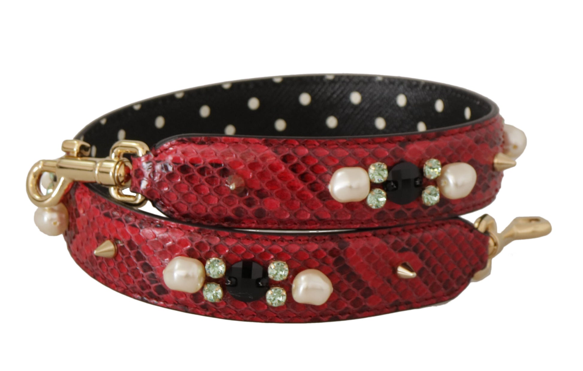 Elegant Red Python Leather Shoulder Strap