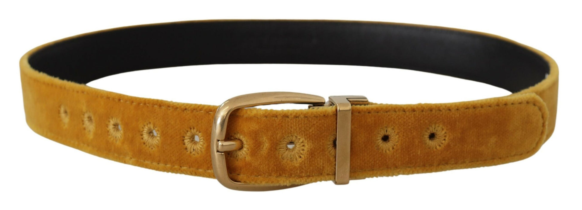 Elegant Velvet Gold Buckle Women's Belt