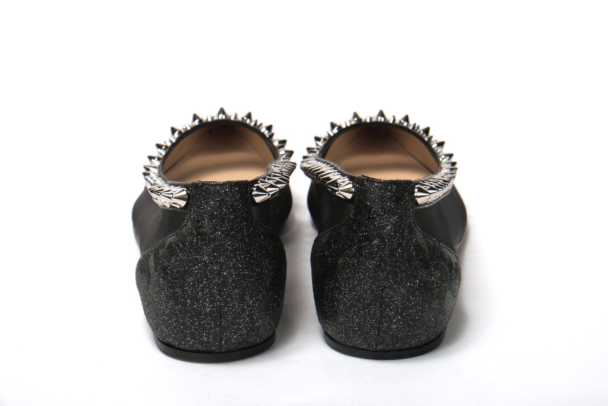 Black Silver Flat Point Toe Shoe