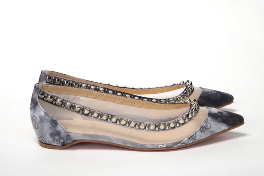 Multicolor Print Silver Flat Point Toe Shoe