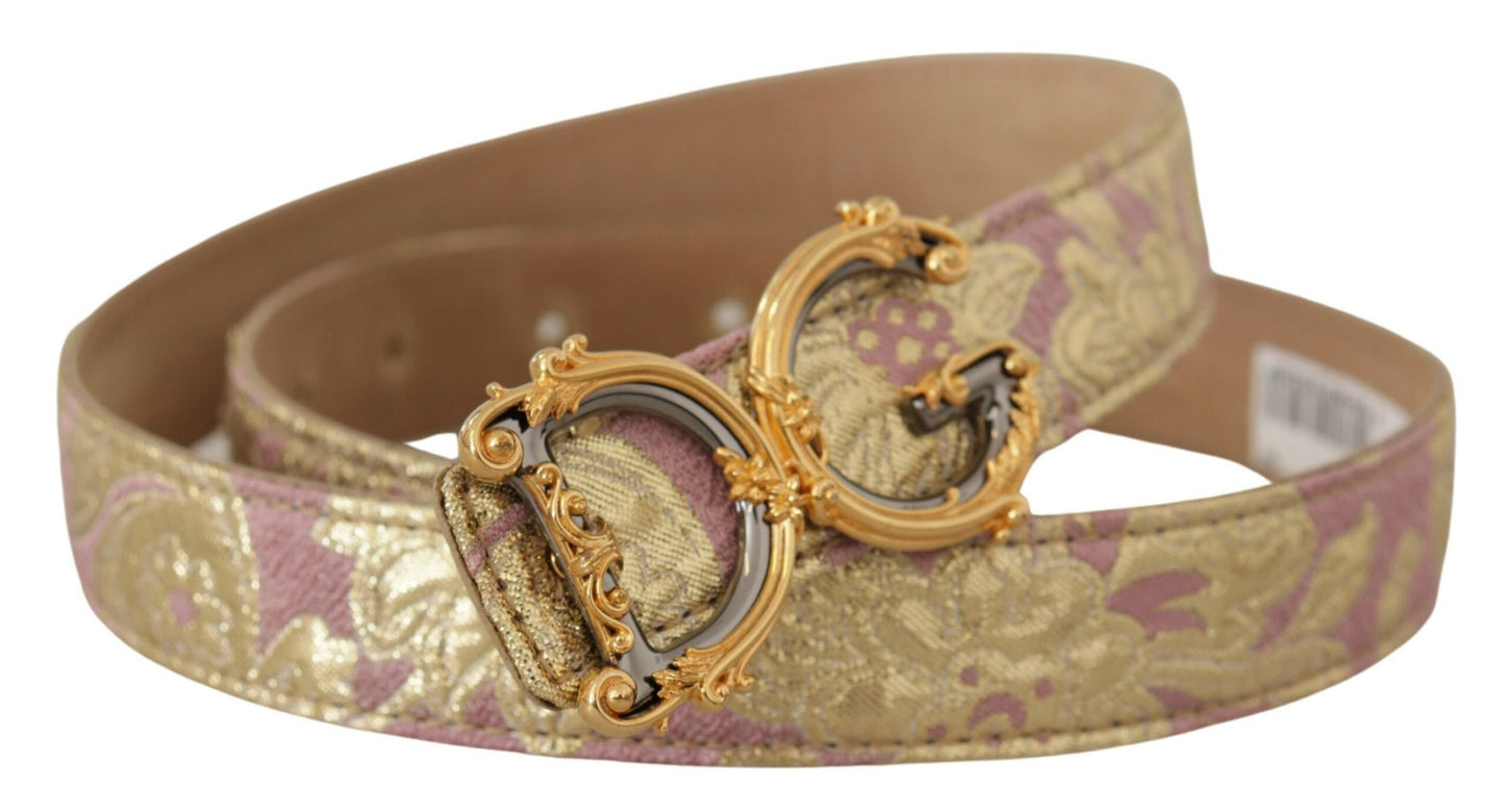 Chic Gold and Pink Leather Belt