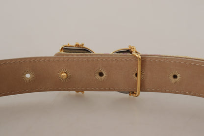 Chic Gold and Pink Leather Belt