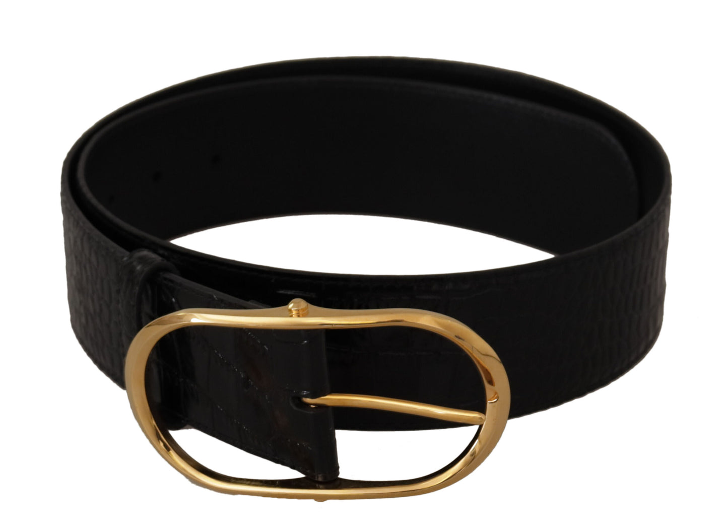 Chic Black Leather Logo Belt