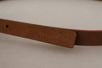 Chic Suede Belt with Logo Engraved Buckle