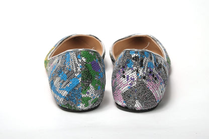 Multicolor Silver Flat Point Toe Shoe