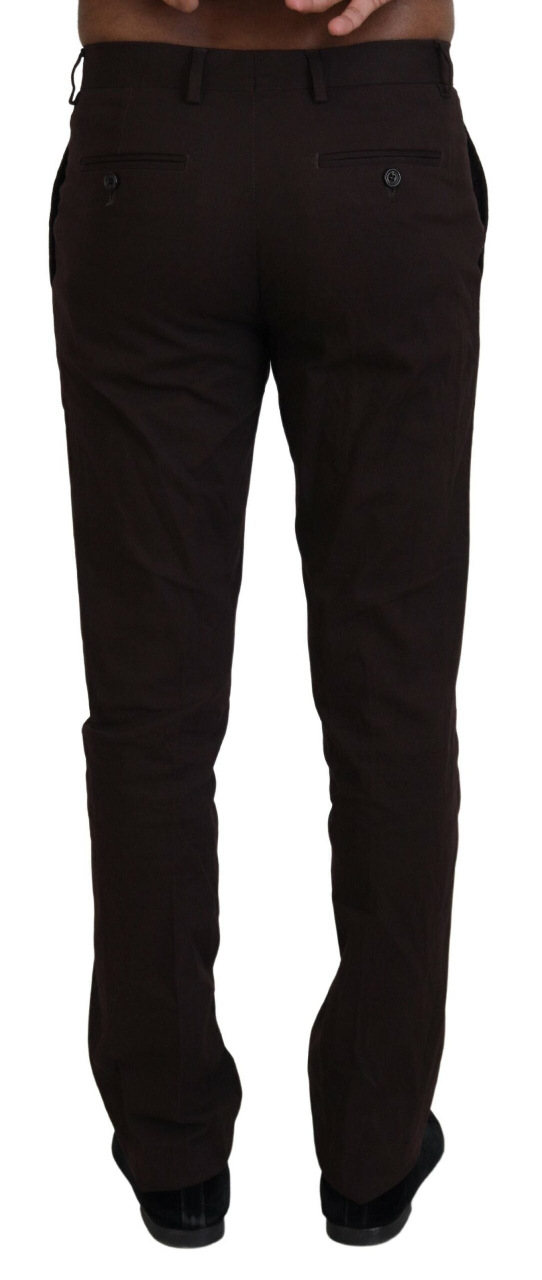 Elegant Brown Cotton Blend Trousers