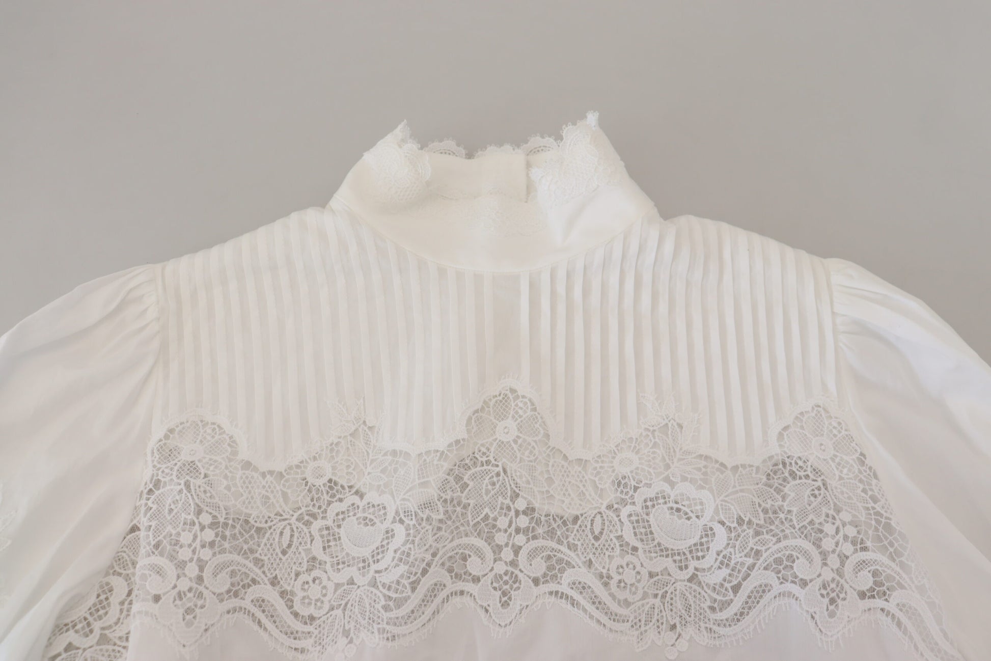 Elegant White Lace Trim Cotton Blouse