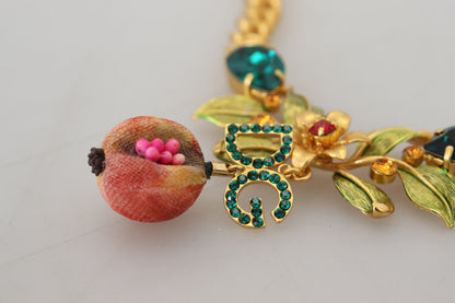 Elegant Gold-Tone Floral Fruit Necklace