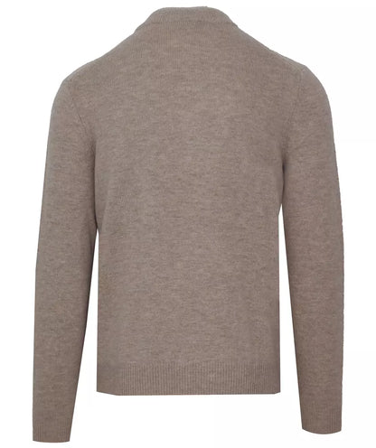 Beige Wool Men Turtleneck Sweater