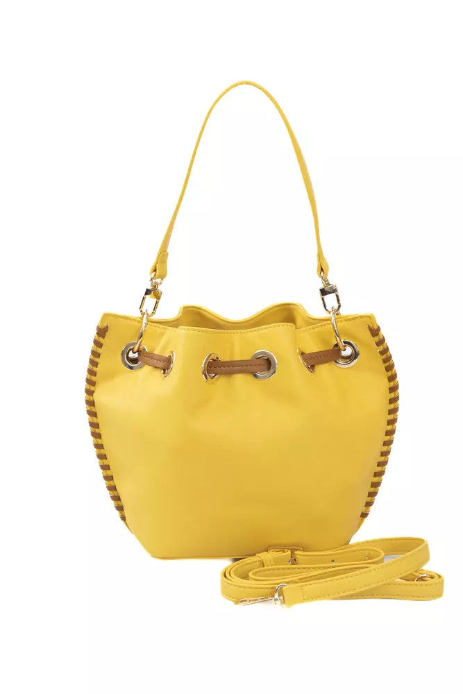 Yellow Polyurethane Women Crossbody Bag