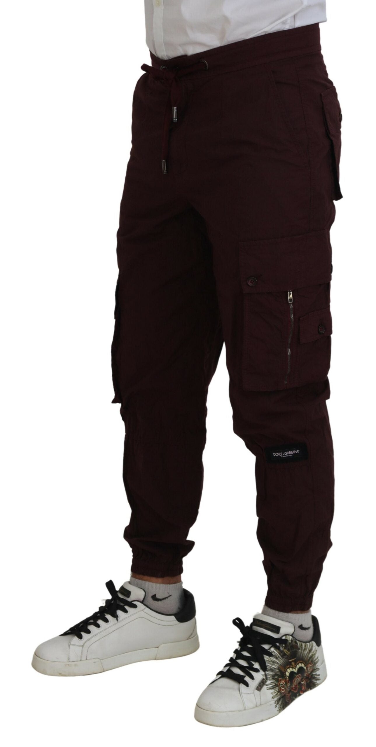 Elegant Burgundy Cotton Jogger Pants