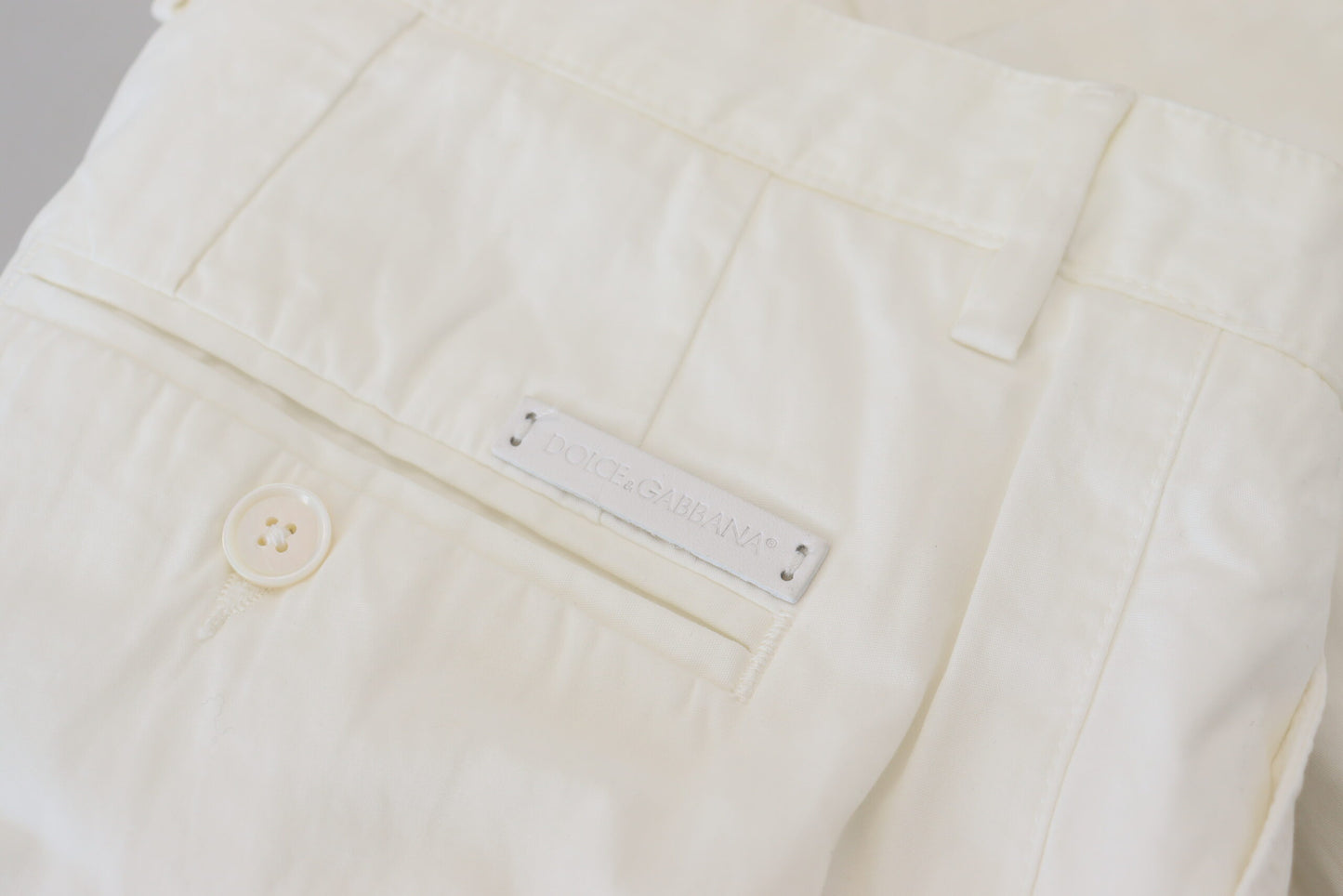 Elegant White Cotton Chino Pants