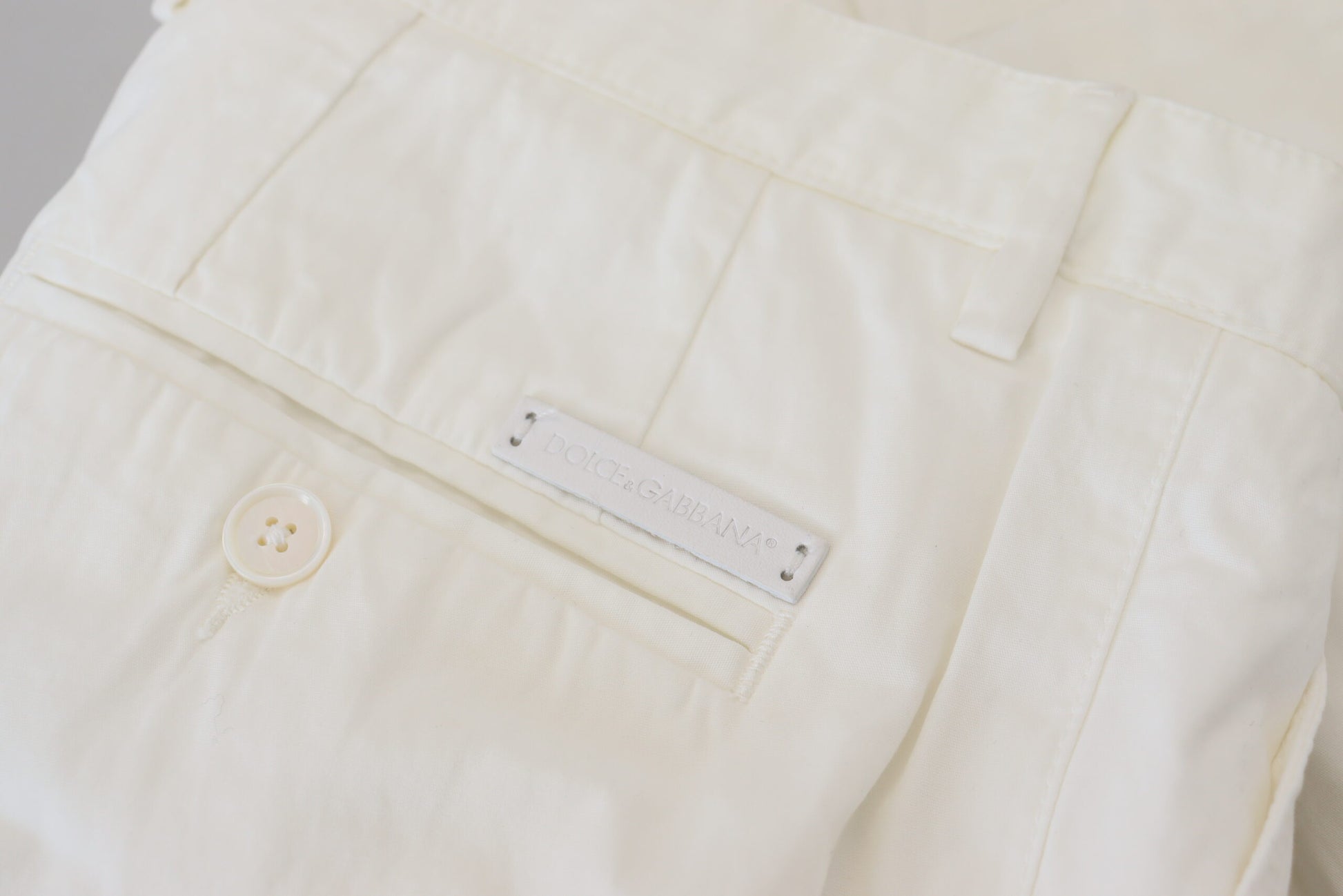 Elegant White Cotton Chino Pants