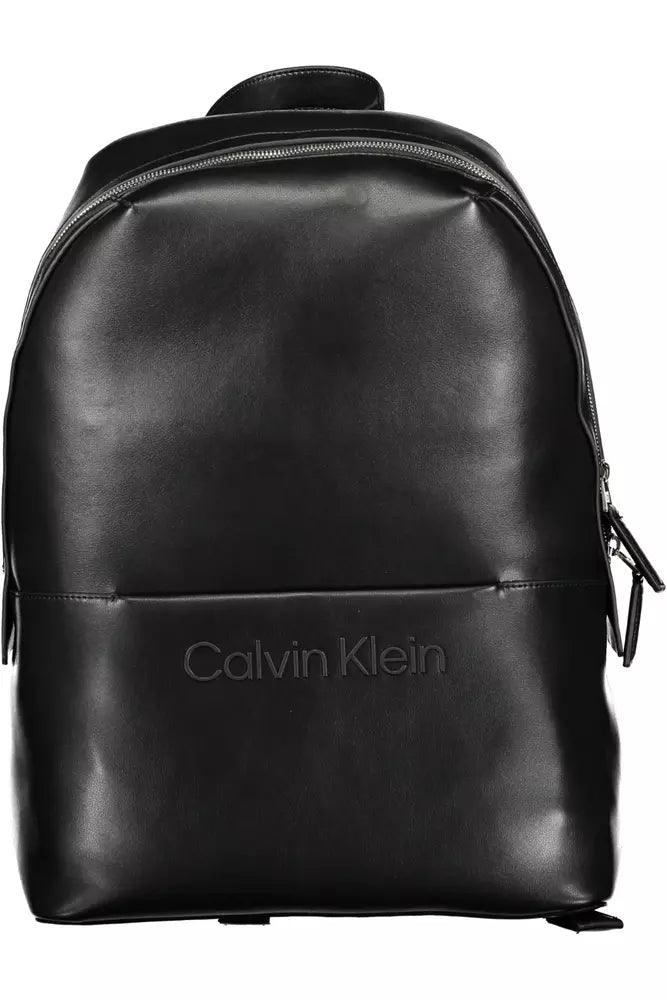 Black Polyester Men Backpack