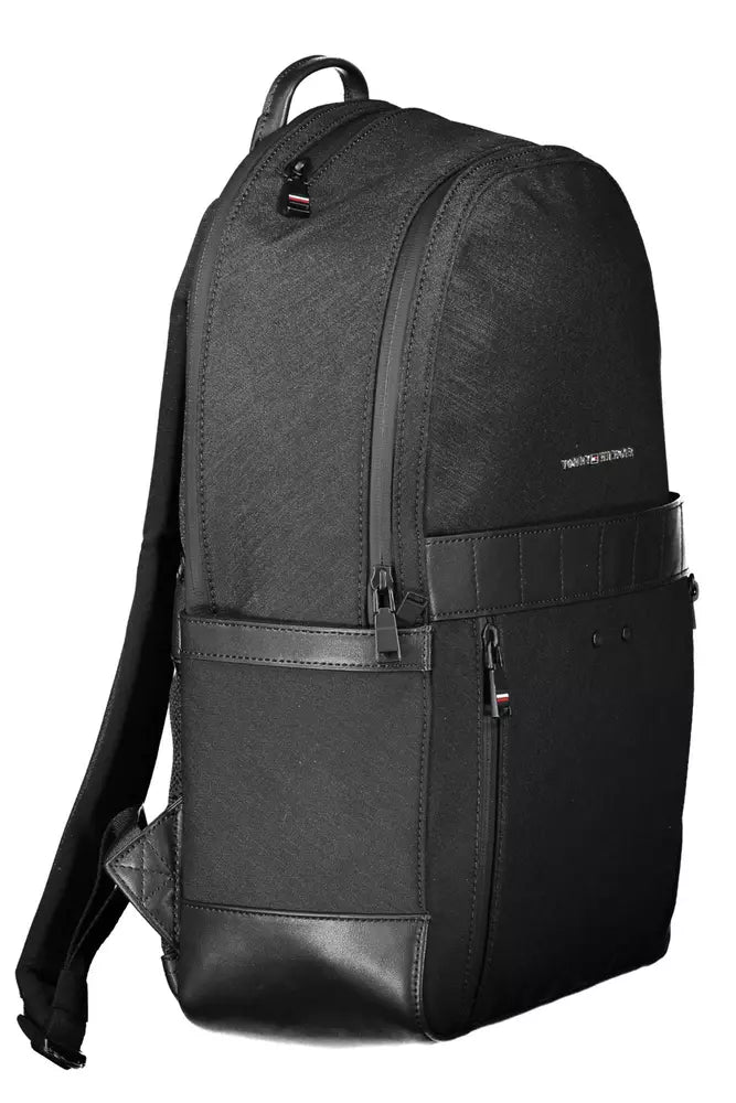 Black Nylon Men Backpack