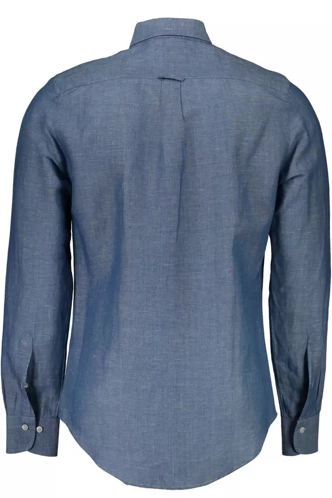 Blue Cotton Men Shirt