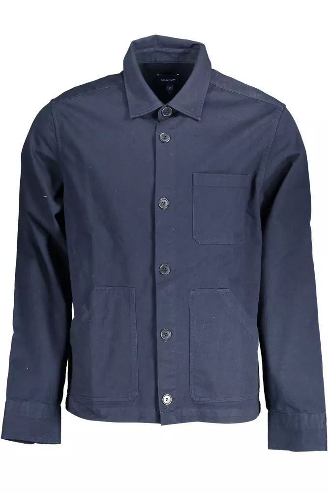 Blue Cotton Men Shirt