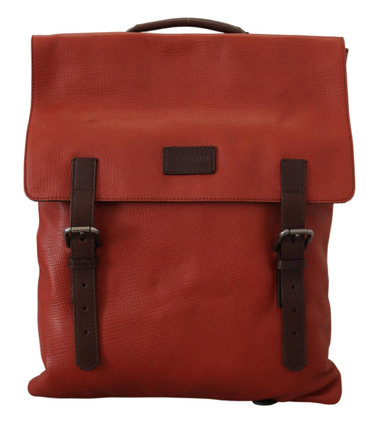 Elegant Calfskin Leather Backpack in Orange