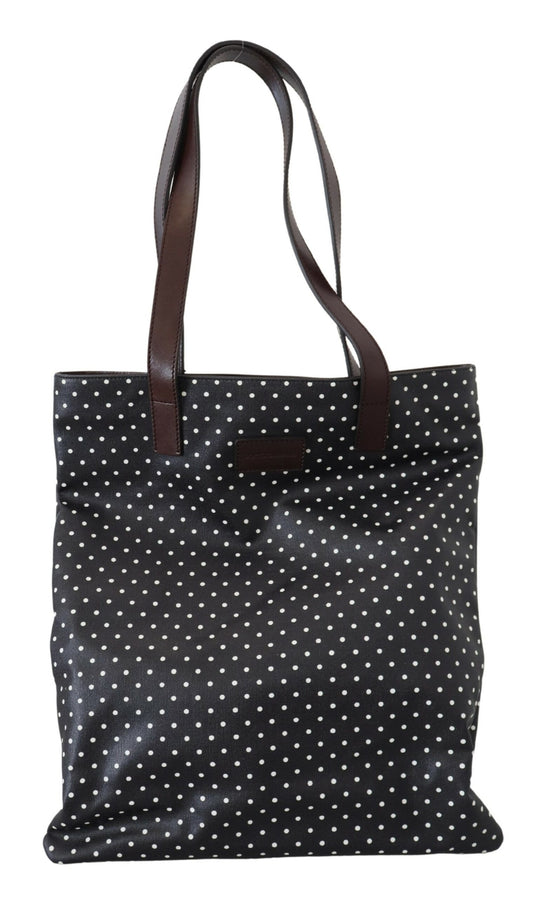 Elegant Canvas & Leather Tote Bag - Black & White