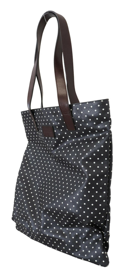 Elegant Canvas & Leather Tote Bag - Black & White